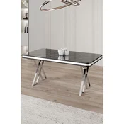 Hanah Home trpezarijski sto Raja, 130 × 80 cm, ploca u dekoru crnog mermera, hromirane noge