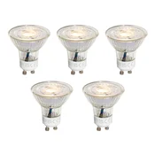 Komplet 5 GU10 50mm 3-stopenjskih zatemnitvenih Kelvin LED žarnic prozornih 4,5W 380 lm 2000-2700K