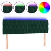 Vidaxl LED posteljno vzglavje temno zeleno 160x7x78/88 cm žamet