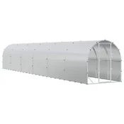 vidaXL Hiša za kokoši Srebrna 1200 x 200 x 200 cm Pocinkano jeklo
