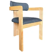 Casa Padrino luxury dining room chair with armrests blue/natural 56 x 54 x H. 82 cm - Solid wood kitchen chair - Dining room furniture - Restaurant furniture - Luxury solid wood furniture
