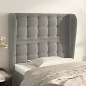 vidaXL Vzglavje z ušesi svetlo sivo 83x23x118/128 cm žamet