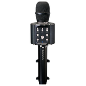 OEM Lenco, Mikrofon za karaoke Bluetooth z zvočnikom in glasbenimi svetlobnimi učinki, Črna, (5000232159)