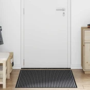 vidaXL Doormat Striped Črna in siva 80 x 120 cm Polipropilen, PVC
