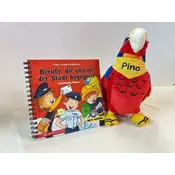 Pinos Kinderratebücher: Berufe, die uns in der Stadt begegnen + Pino der Papagei Plüschtier Bundle