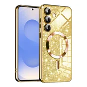 TPU gel ovitek Techsuit Luxury Glitter MagSafe za Samsung Galaxy S25 - gold