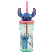 shumee Disney Stitch - Vrček s slamico in 3D figuro iz kolekcije Rože 360 ml