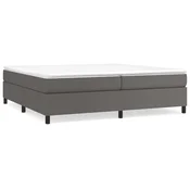 Vidaxl Box spring postelja z vzmetnico siva 200x200 cm umetno usnje