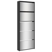 Vidaxl Omarica za čevlje z ogledalom 5-nadstropna črna 63x17x169,5 cm