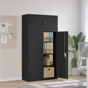 Greatstore Arhivska omara črna 90x40x180 cm jeklo