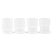 ferm LIVING Kozarec za vodo RIPPLE 200 ml, set 4 kosov, bela, čvrsta LIVING