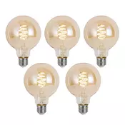 Komplet 5 pametnih E27 zatemnitvenih LED žarnic G95 jantarne barve 4,9 W 320 lm 2500 K Zigbee