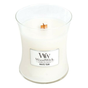 Woodwick dišeča sveča Beli teak, 275 g