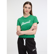Green womens T-shirt Puma ESS+ Script Tee