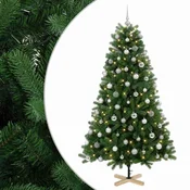 Vidaxl Umetna božična jelka z bučko 180 cm 300 LED Toplo bela PVC
