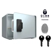 Nikcorp Biometrični sef NIKCORP SG-25-Z, 25x35x26 cm, modri, jekleni varnostni sef s prstnim odtisom, elektronsko kodo in 2 ključema, za dom in pisarno, možnost pritrditve na steno ali tla, Q235 jeklo