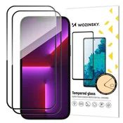 WOZINSKY SET 2x kaljeno steklo za celoten zaslon z okvirjem za iPhone 15 Plus, črno
