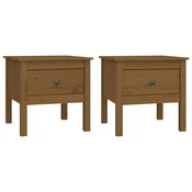 Vidaxl Stranske mizice 2 kosa medeno rjave 50x50x49 cm trdna borovina