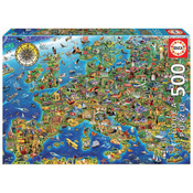 Puzzle Crazy European Map Educa 500 delov in Fix lepilo od 11 leta