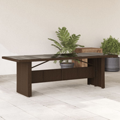 Vrtni stol sa staklenom plocom smedi 240x90x75 cm od poliratana
