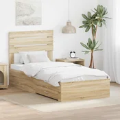 Krevetna konstrukcija s ladicama Sonoma hrast 90 x 200 cm Smeđa 206 x 93 x 100 cm