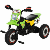 HOMCOM Otroški tricikel s pedali v stilu motornega kolesa, z lučkami in zvoki, 3 široka kolesa, starost od 18 do 36 mesecev, 71x40x51cm, zelena