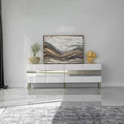 Hanah Home TV Komoda Leon, 180x59x35 cm, Belo-Zlatne boje