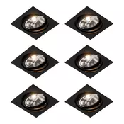 Komplet 6 vgradnih kvadratnih nastavljive črnih reflektorjev - Chuck 111