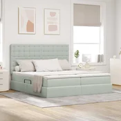 Krevet s od storage Svijetlo siva 200 x 200 cm Baršun Svjetlosiva