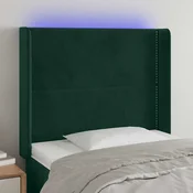 LED uzglavlje tamnozeleno 103x16x118/128 cm baršunasto
