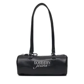 Ročna torba Tommy Jeans Tjw Bold Script Shoulder Barrel AW0AW19055 Črna