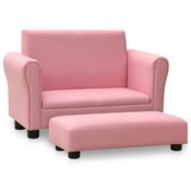 vidaXL Djecja sofa s tabureom od umjetne kože ružicasta