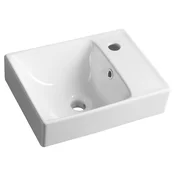NUALI Keramični umivalnik 40x30cm, mešalnik na desni strani/bela - Bela - 40x30 cm - Sapho - 24 - Keramika - Pravokotnik - 400 - 165 - 300 - 14