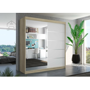 Garderobna omara z drsnimi vrati Oliver - 200 cm - sonoma hrast/bela