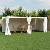 Sjenica sa zavjesama 6 x 3 m krem celicna