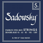 Sadowsky Blue Label Bass String Set trakarwound Extra Long 35 - 5 String Steel 45-130