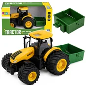 LEAN TOYS Traktor kmetijski z zalagalcem gnojila, luči, zvok, rumena, 1:24