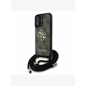 Guess PU 4G Metal Logo Crossbody Popruh Zadní Kryt pro iPhone 16 Brown Ovitek za telefon Vijolična