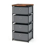 COSTWAY Komoda s 4 predali iz blaga 42 x 33,5 x 84,5 cm, (5000065466)