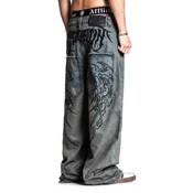 Moške hlače jeans baggy AFFLICTION - TRIBAL & WINGS - washed modre - 110XW134-GYTI