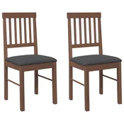 Vidaxl Jedilni stoli z blazinami 2 kosa Brown Solid Wood Rubber
