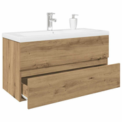 vidaXL omarica za umivalnik z vgrajenim umivalnikom pipo Artisan Oak