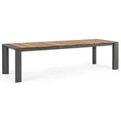 Casa Padrino luxury garden table natural/gray 228-294 x 100 x H. 75 cm - Extendable garden dining table with teak table top and aluminum legs - Luxury garden & patio furniture