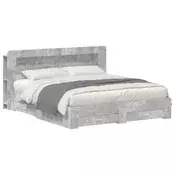 Okvir kreveta s pohranom Betonska siva 200 x 200 cm