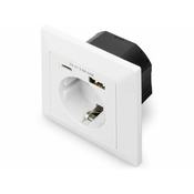 Wall Outlet 1x Safety Outlet,1x USB,1x Type C 5 V 2.8 A, Input: AC 250V 50Hz, RAL 9003