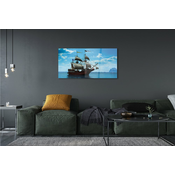 tulup.si Slika na akrilnem steklu Ladja nebo oblaki morje 125x50 cm 4 obešalnika