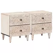 vidaXL Nočna omarica 2 pcs Bela 40 x 33,5 x 46 cm Masiven les manga