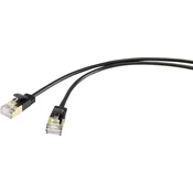 Renkforce Renkforce RF-4538188 RJ45 omrežni kabel\, Patch kabel CAT 8.1 F/FTP 1.00 m črna izjemno tanek\, pozlačeni konektorji 1 kos, (20418893)