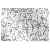 Decormat Podloga za stol parket Doodle -style mačke 140x100 cm 15 cm