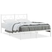 shumee vidaXL Kovinski posteljni okvir z vzglavjem bel 140x200 cm